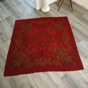 Smithsonian Red Plaid Wool Scarf